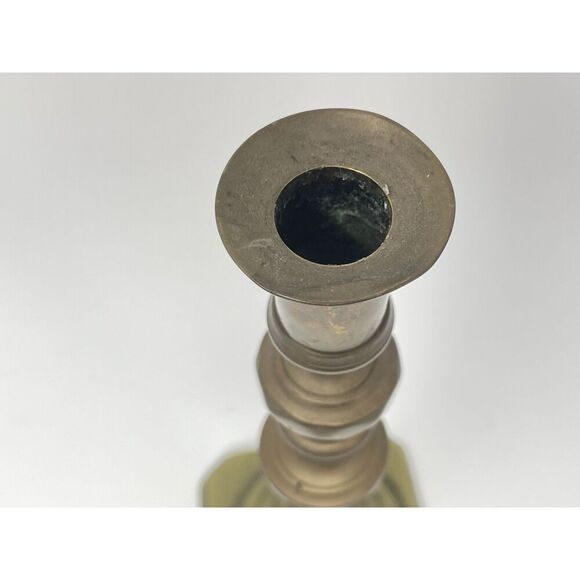 Vintage Queen Anne Brass Candlestick Taper Candle Holder 8.75” Square Base - Picture 4 of 6
